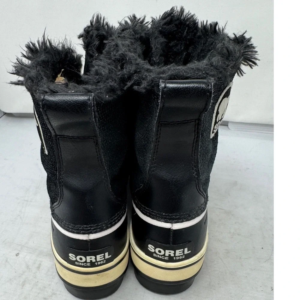 🔥Sorel Tivoli‎ 🖤🩷🖤Waterproof 200g Insulated Winter Boots Black Suede& Fur 7